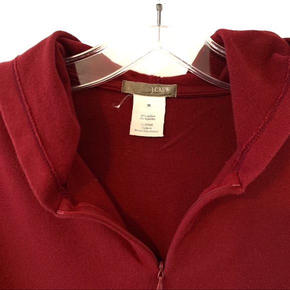 J. CREW WOMEN'S BURGUNDY 1/2 ZIP HOODIE - Picture 3 of 5